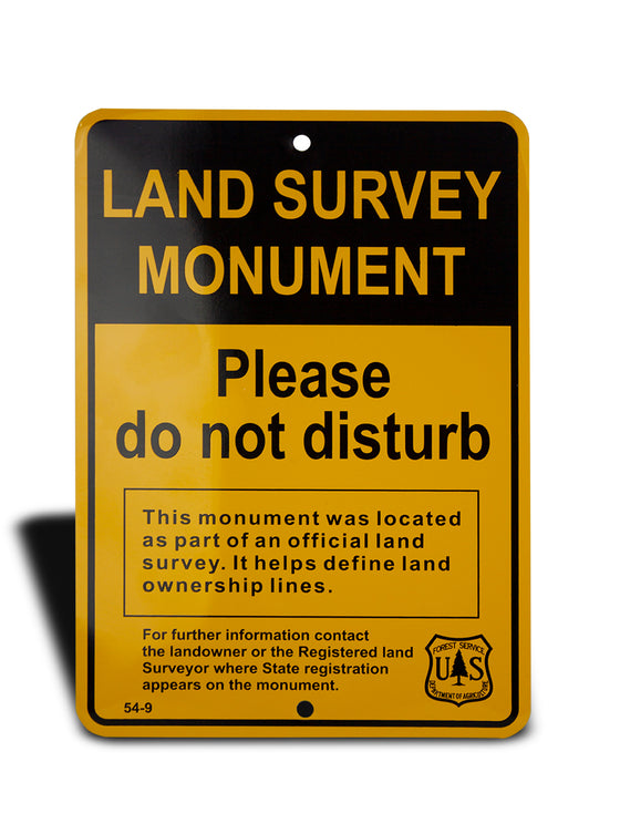 54-9 | Land Survey Monument | Please Do No Disturb | Forest Service | Department of Agriculture (50 PCS MINIMUM)